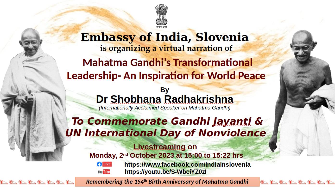 “Gandhi Jayanti”, online talk by Dr. Shobhana Radhakrishna (expired)